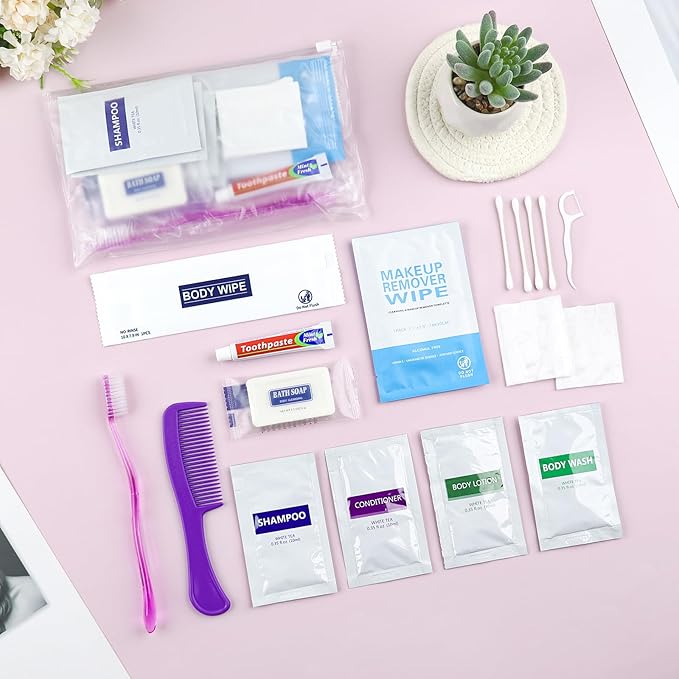 100 Kits Travel Toiletry Kit Bulk, Personal Hygiene Kit, Disposable Hygiene Kit Homeless Care Supplies Charity Kit For Home, Hotel, Camping, Travel