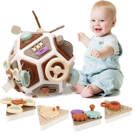 22-in-1 Baby Activity Cube,Montessori Sensory Toy Toddler 1-3, Kid Education Learning Activity Toys, Early Educational Birthday Gift for 1 2 Year Olds Boy Girl (Muticolor)