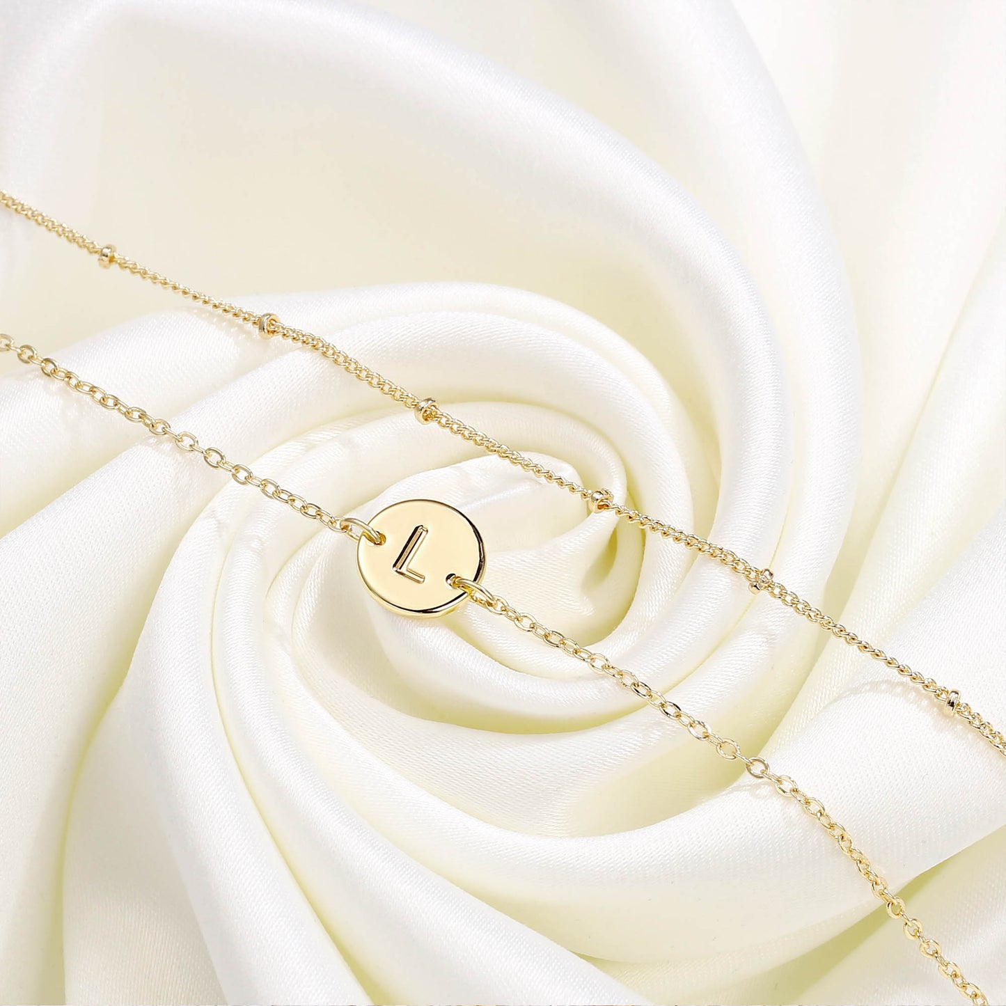 MONOZO Gold Bracelets for Women Jewelry Gifts Trendy, Dainty 14K Gold Plated Layered Beaded K Letter Initial Bracelet Personalized Disc Monogram Charm Letter Initial Bracelets for Women Birthday Gifts