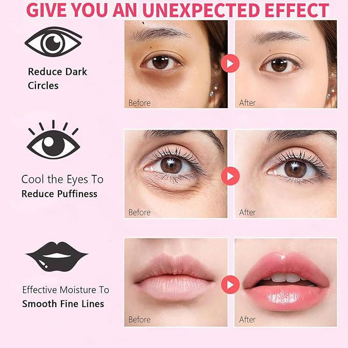 30 Pairs Lip Mask Under Eye Masks Patches, Crystal Collagen Hydrating Moisturizing Smoothing Lips Gel Pads for Puffy Eyes Bags,Dark Circles,Puffiness,Fine Lines,Wrinkles,Anti-Aging Seaweed