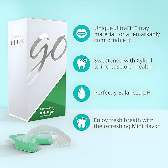 Opalescence Whitening Bundle - Opalescence Go 10% Hydrogen Peroxide Prefilled Whitening Trays and Whitening Toothpaste - Mint Flavor 5194-5166