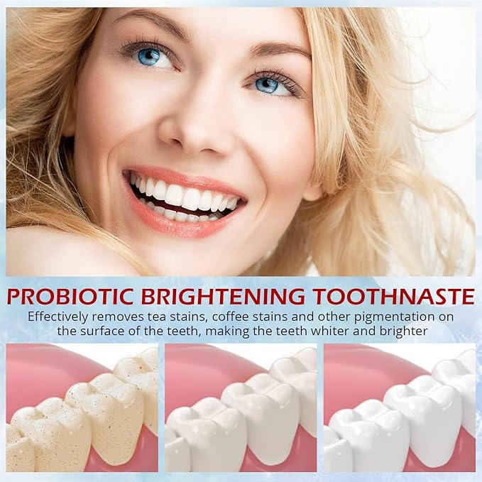 SP-6 Probiotics Whitening Toothpaste - Probiotics for Teeth Whitening and Gum Health - Enamel-Safe, Fluoride-Free, Double Mint Flavor,Fresh Breath (3PCS)