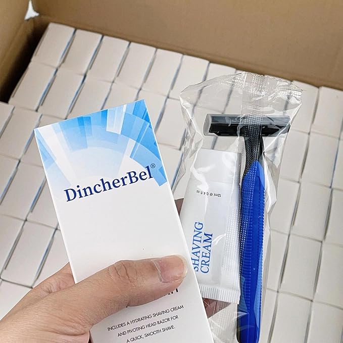 Shave Kit in Bulk, Smooth Shave Disposable Razor and Cream(12g), Individually Wrapped Toiletries Amenities for Hotel, Airbnb, Homeless, Shelter, Camping and Travel (408 Pack)