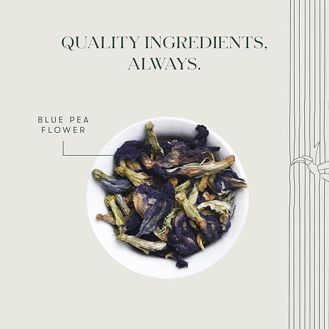 Luxmi Estates Butterfly Pea Flower Organic Blue Pea Flower Tea (50 Tea Bags) Caffeine Free Tea Bags For Relaxing, Calming, and Stress Relief, With Certified Herbal Tea
