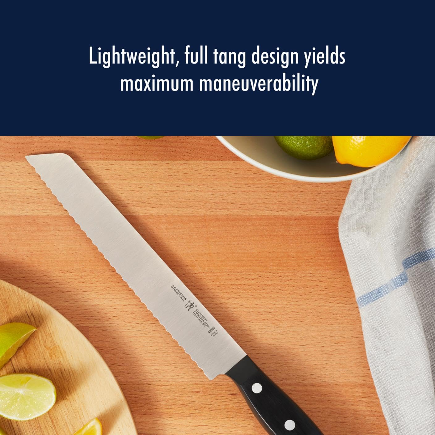 HENCKELS Statement Razor-Sharp 8-inch Bread Knife, Cake Knife, German Engineered Informed by 100+ Years of Mastery, Black