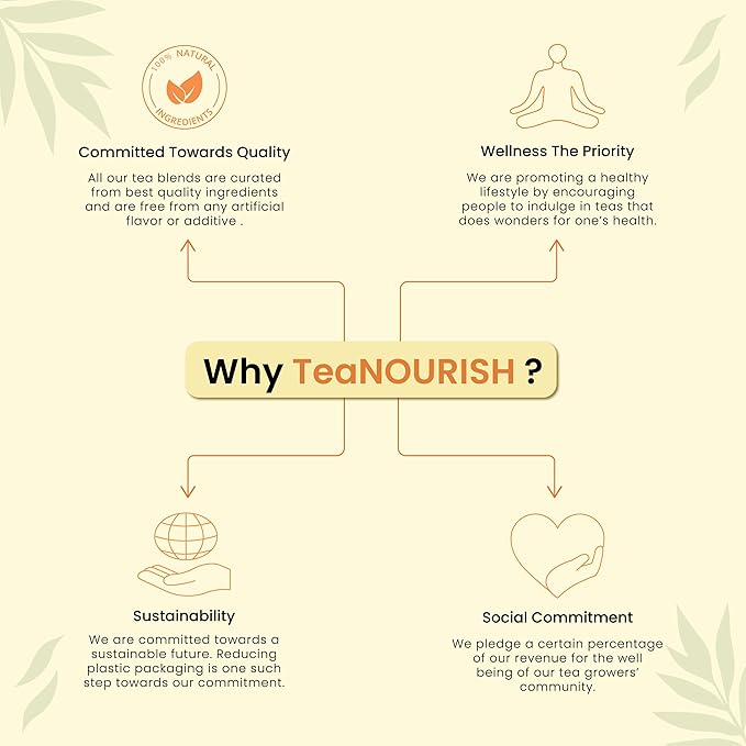 TeaNOURISH Ginger Tulsi Green Tea | 20 Count Pyramid Tea Bags | Darjeeling Whole Leaf | Indian Superfoods Ginger, Tulsi & Licorice | Relieves Stress & Aids Digestion