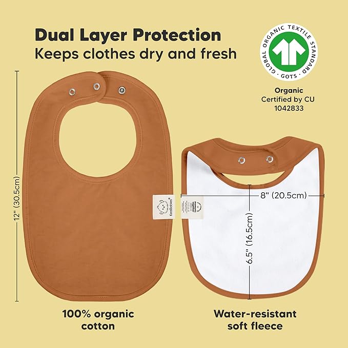 8-Pack Organic Baby Bibs for Boys, Girls - Soft Cotton Drooling and Teething Bibs for Baby Girl & Boy, Extra Absorbent, Easy To Clean & Put On for Toddler, Newborn, Infant 0-24 Months (Terracotta)