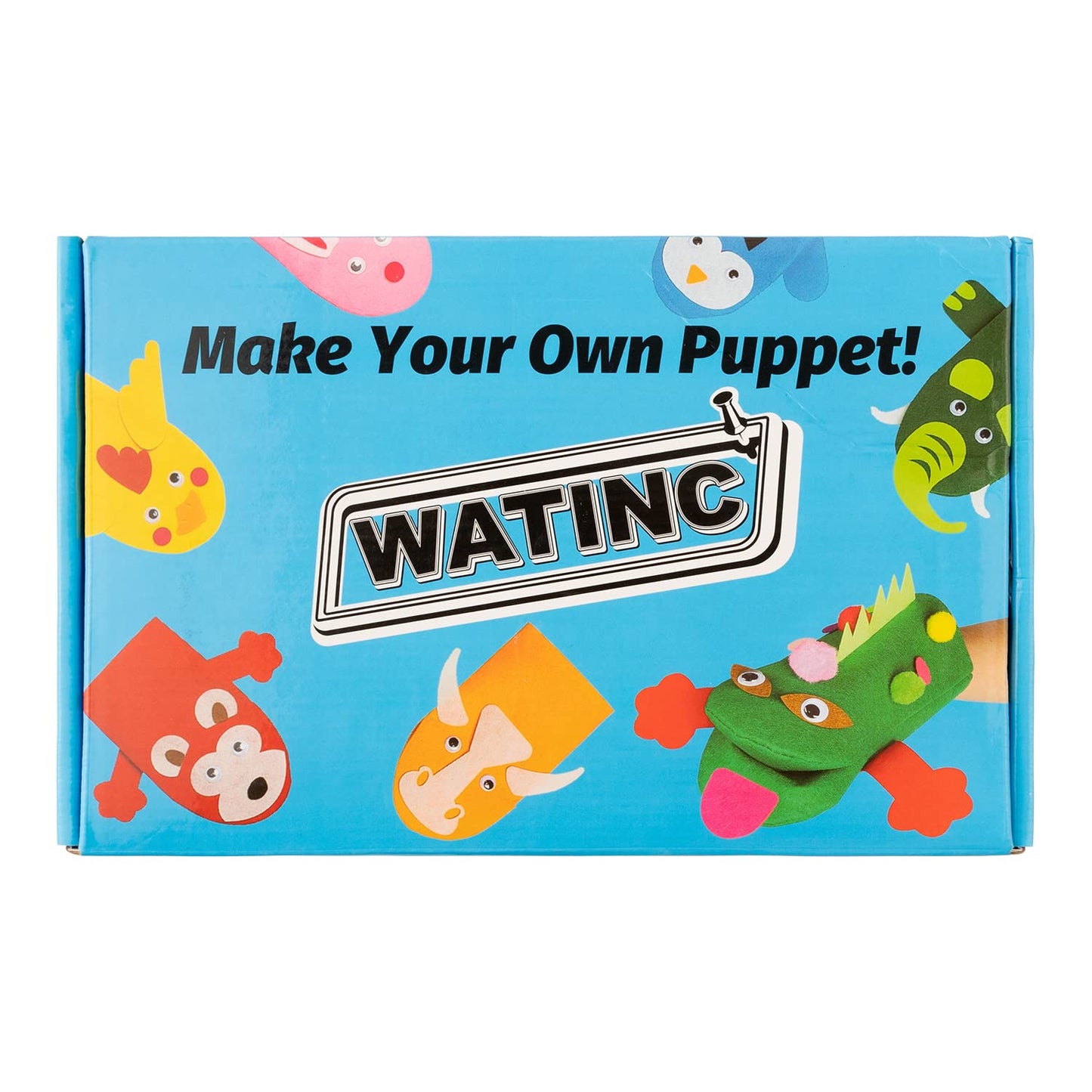 WATINC 6Pcs Hand Puppet Making Kit, Art Craft Felt Sock Puppet Toys, Creative DIY Make Your Own Pompoms Wiggle Googly Eyes Storytelling Role Play Party Supplies Gift for Girls Boys (Animals)