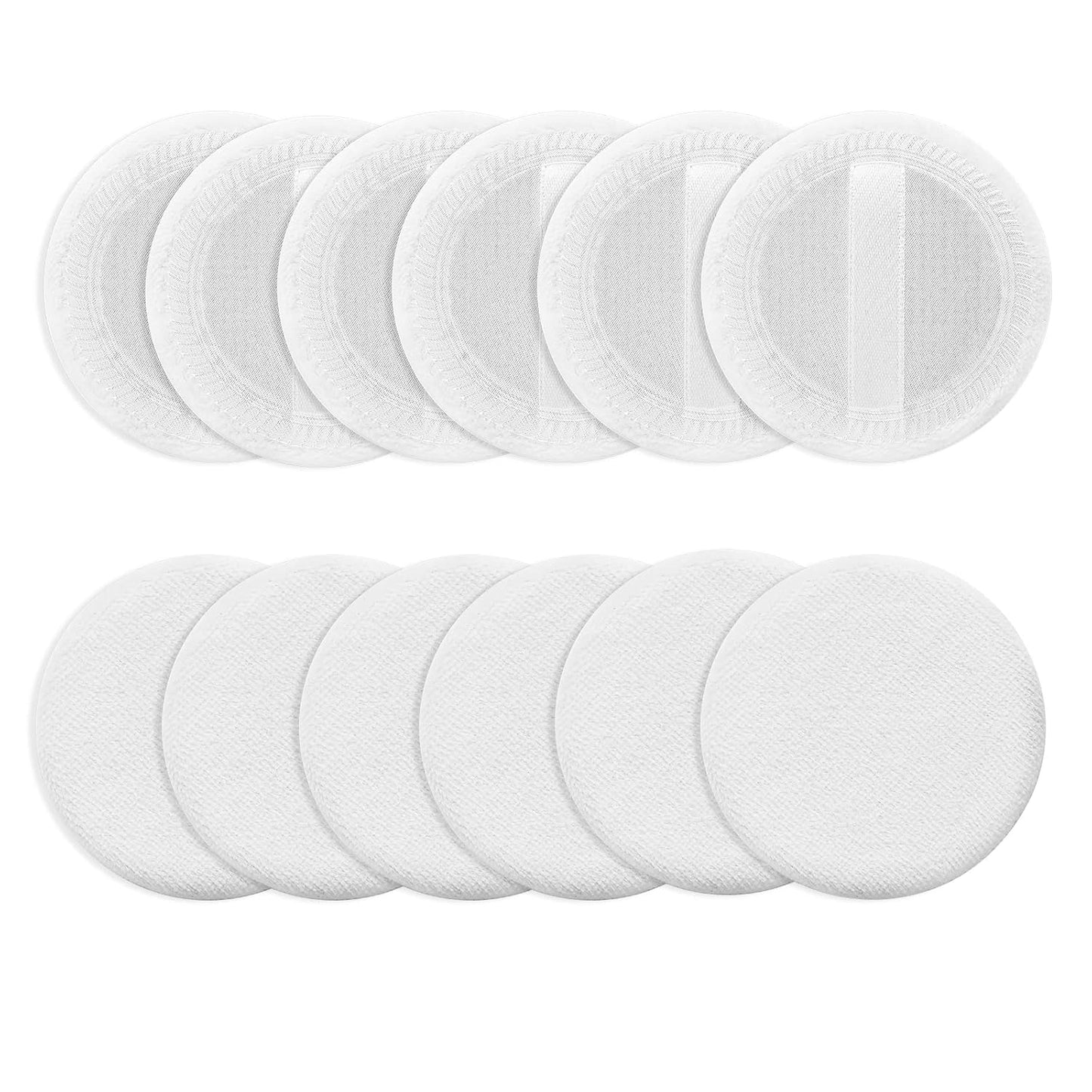 12PCS Makeup Powder Puffs Pink Cotton Powder Puffs Round Powder Puff for Makeup Face Powder Velour Puffs for Loose Powder Washable(white