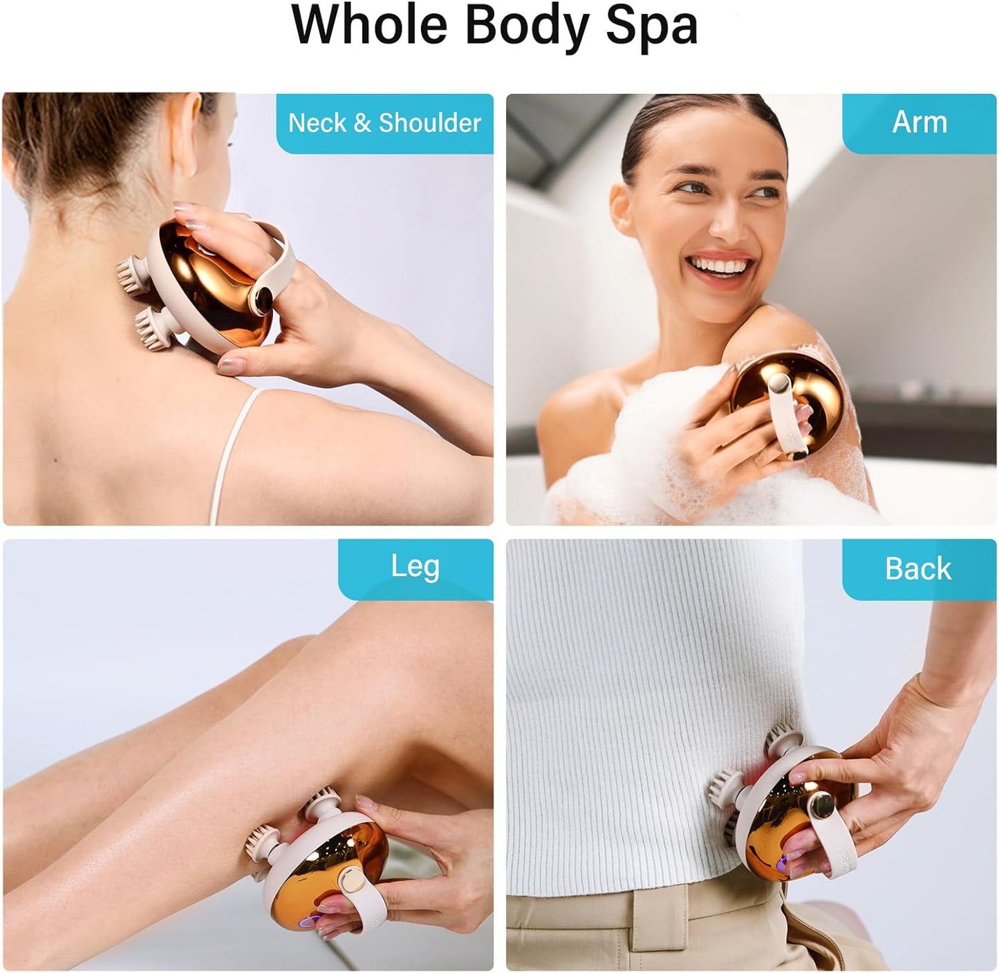 arboleaf Electric Scalp Massager Head Massager Scalp Stress Relax, 5 in 1 Kneading 128 Massage Nodes, Waterproof Hair Massage with 8 Removable Claws Cat Scratcher, Gift for Dad Mom