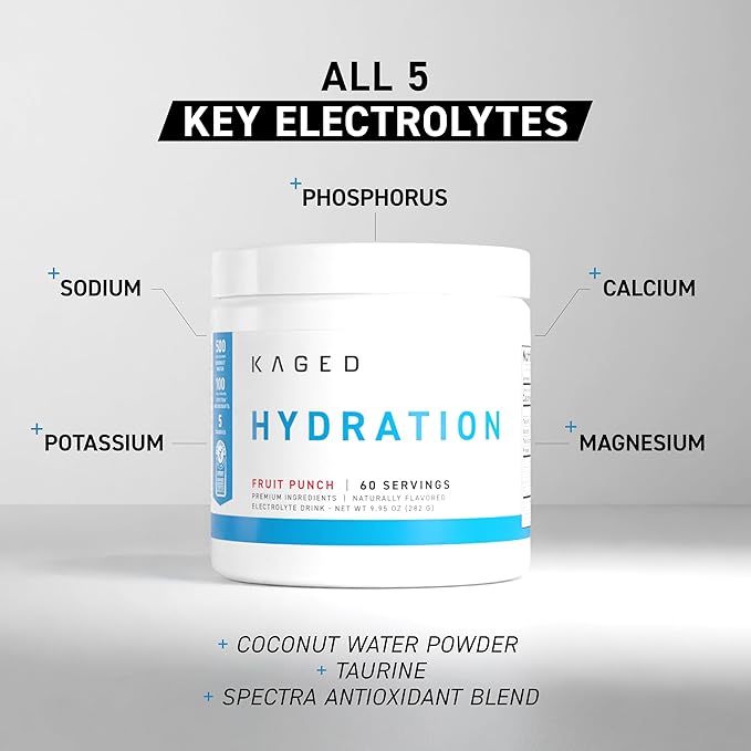 Kaged Electrolyte Hydration Powder Hydracharge Hibiscus Pear Sports Drink for Men and Women Pre, Post, Intra Workout Supplement 60 Servings