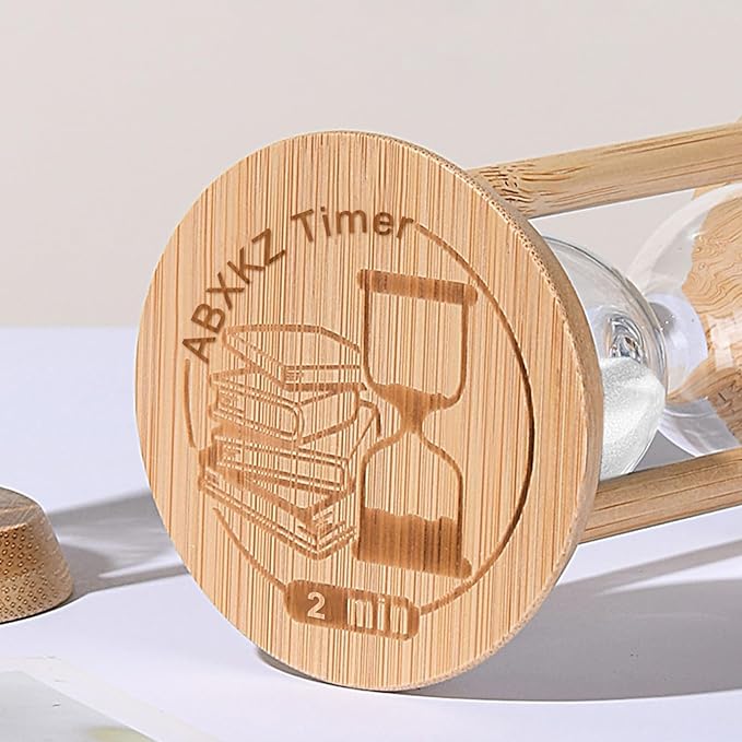 Mini Sand Timer 2 Minute, Hourglass 2 Min,Wood Sandglass,Bamboo Sand Clock- Decorative Timer for Classroom,Baking,Game,Desk Decor & Gift,White