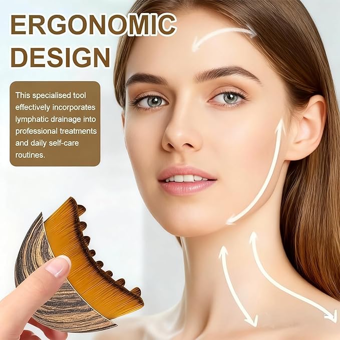 Lymphatic Contour Face Brush - Facial Sculpting & Anti-Puffiness Tool | Ultra Soft Dry Brush for Jawline Massage & Lymphatic Drainage | Ergonomic Design (3PC)