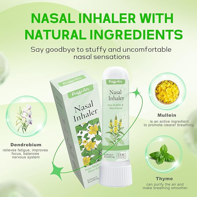 Mullein Respiratory Wellness Bundle: Herbal Lung Detox Diffuser (600 Uses) + 3-Pack Nasal Sticks – Craving Relief, Focus Boost & Easy Breathing