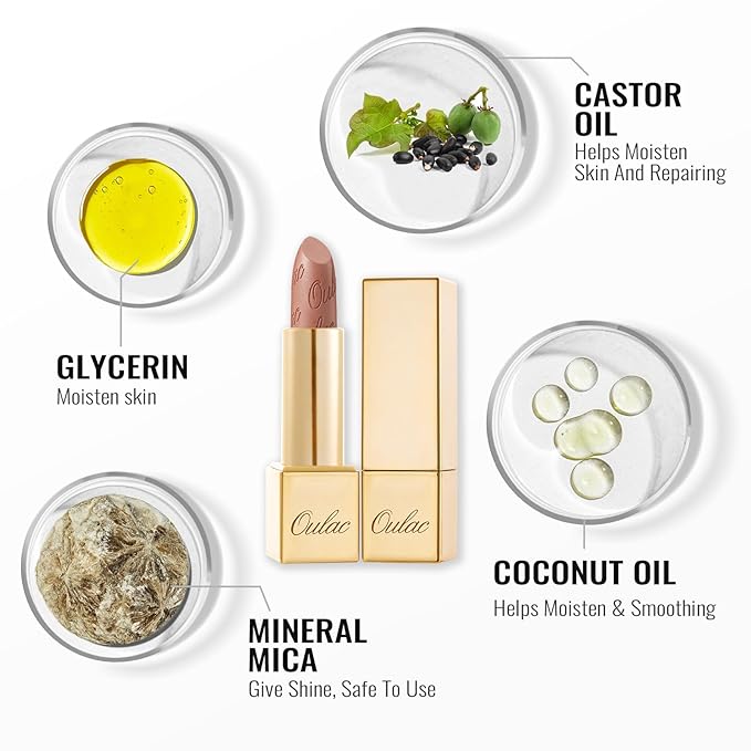 Oulac Metallic Puple Lipstick Set 3PCS, Comfortable Creamy Texture, Smooth No Grainy Feeling, Vegan & Gluten Free, Full-Coverage Lip Makeup, 3 X 4.3 g, 606+04+14