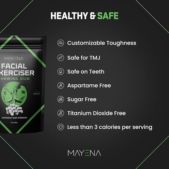 Facial Exerciser Chewing Gum | Pearl-Sized Hard Gums | Adjust Resistance by Chewing 3–5 pcs | Sugar-Free Mint Flavor | 4 Months’ Supply | Strengthen Facial Muscles, Sculpt Jawline & Tone Face Naturally
