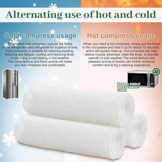 Moist Cotton Towel Bulk Moist Towelettes Individually Wrapped,White Towel Services,Refreshment Pre Moistened Towels for Dentist Travel Sport Party Hotel 200，Green tea