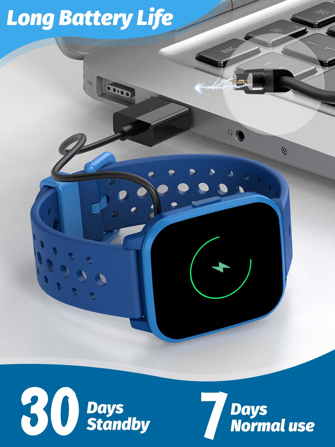 Butele Kids Smart Watch, Smart Watch for Kids 4-16 Years Old with Sleep Mode, 19 Sports Mode, Pedometer, Birthday Gift for Boys Girls, Blue
