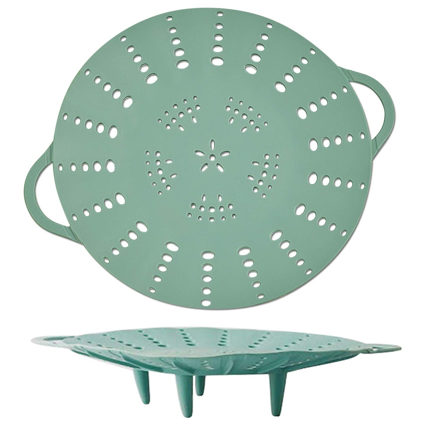 Alimat PluS 1 Pack Silicone Steamer Basket, Silicone Vegetable Steamer Basket with Handles and Strong Feets, 9.6 Inches(Excluding Handle Length)