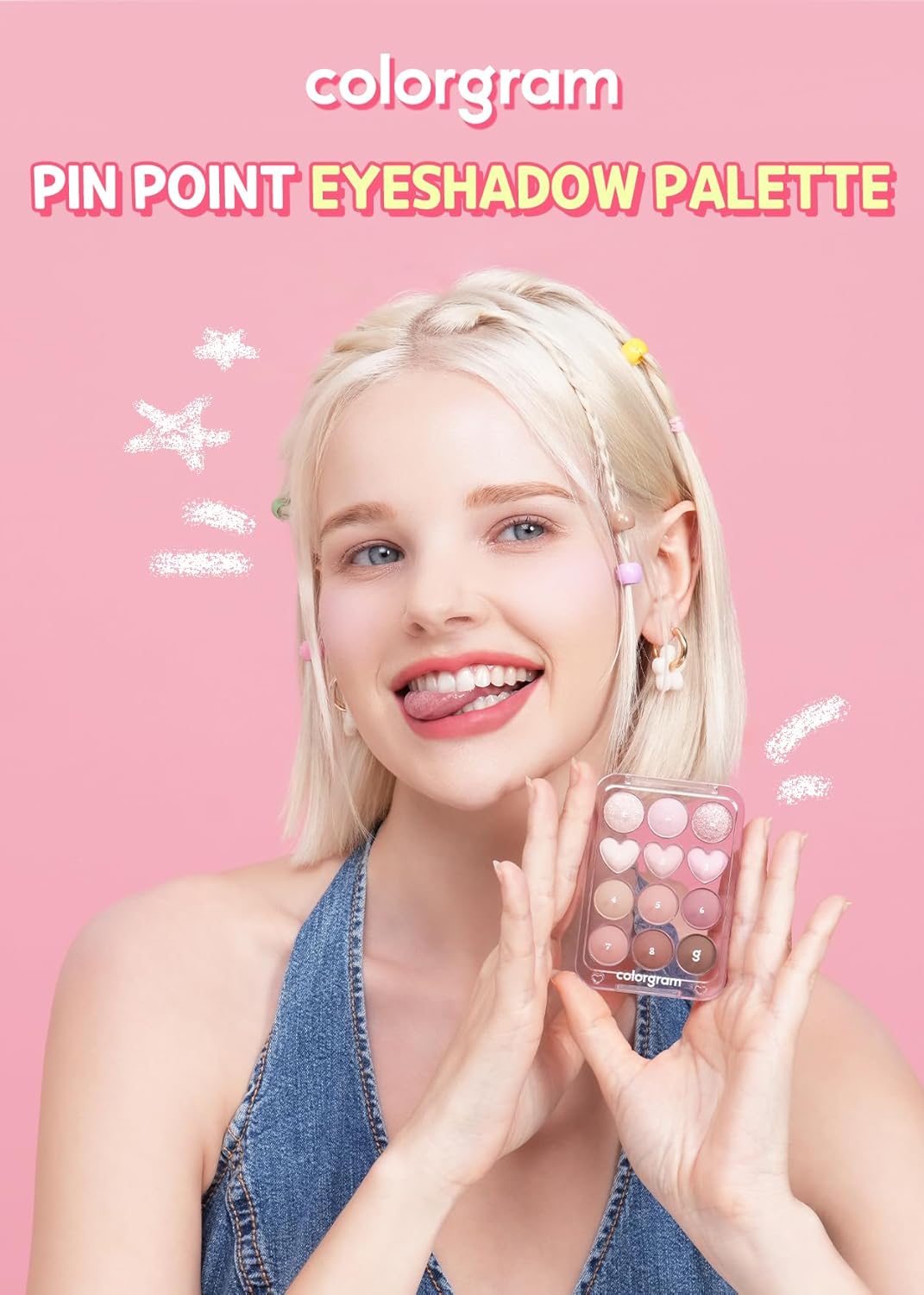 COLORGRAM Pin Point Eyeshadow Palette 01 Peach+Coral= | Ultra-Blendable Matte, Glitter, Shimmer Shades for Daily Makeup | K-Beauty Eye Palette with Easy-to-Use Calculator Design
