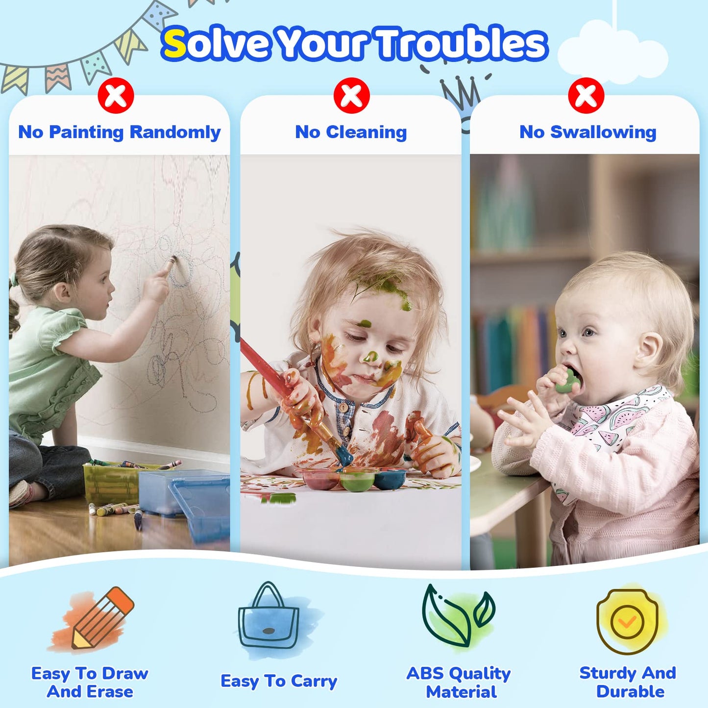 Kikidex Toddlers Toys Age 1-3, Magnetic Drawing Board, Toddler Girl Toys for 1-2 Year Old, Doodle Board Pad Learning and Educational Toys for 1 2 3 Year Old Baby Kids Birthday Gift (Dark Blue)