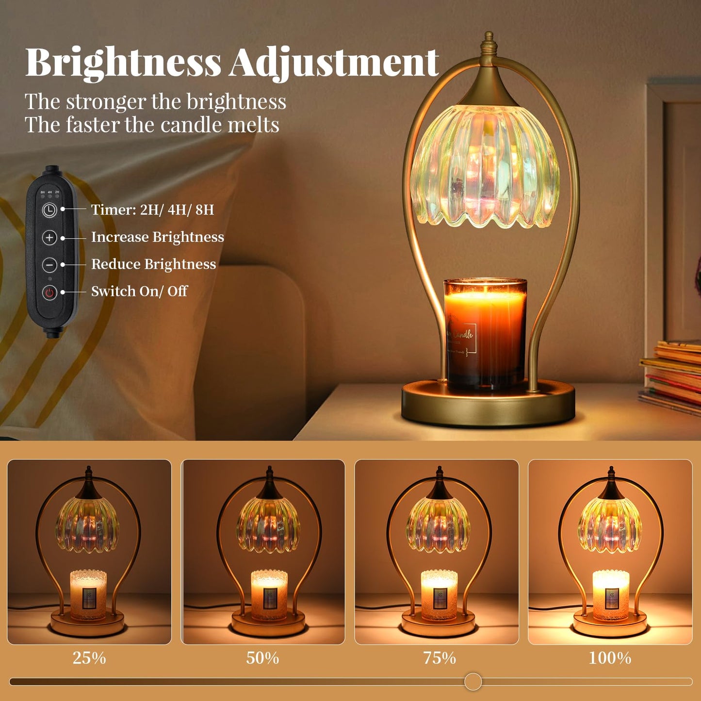 GOODBUY Candle Warmer Lamp with Timer: Dimmable Scented Candle Warmer Aromatherapy Lamp for Home Decor, Mothers Day Gifts for Mom, Ideal Housewarming Birthday Wax Warmer Light Gift, Includes 2 Bulbs