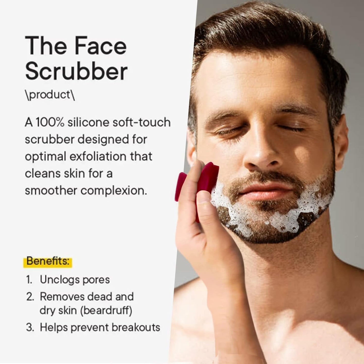 VWMYQ Silicone Face Scrubber for Men Facial Cleansing Brush Silicone Face Wash Brush Manual Waterproof Cleansing Skin Care Face Brushes for Cleansing and Exfoliating (red)