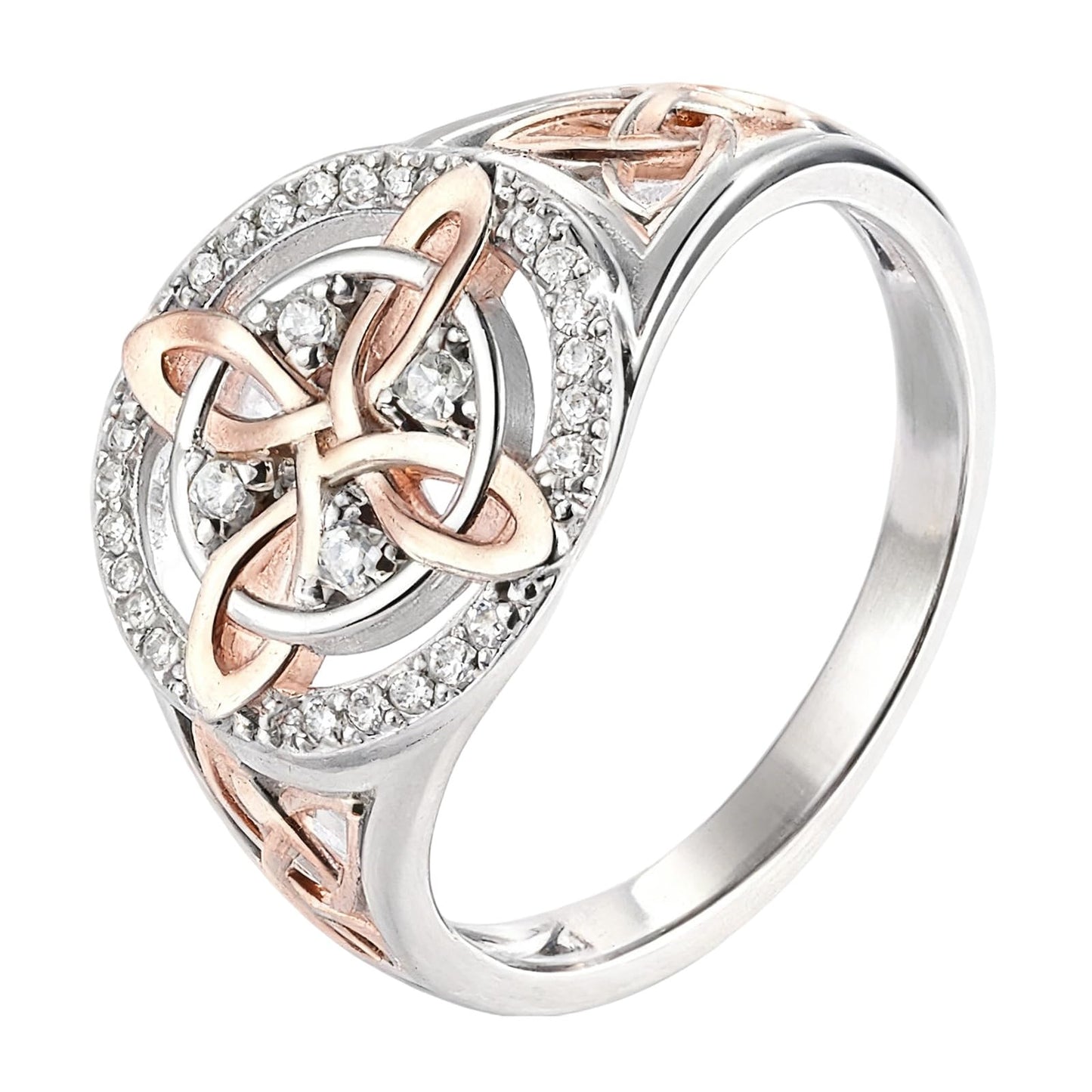 diyebof Women‘s Rings Copper Geometric Band Rings With Two Tone Zircon Accents Designed For Professional And Social Event In Sizes 6 To 10 (6)