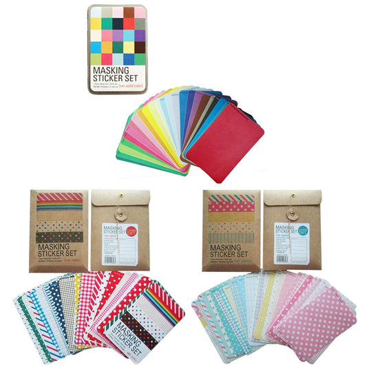 Wrapables® Decorative Patterns Masking Sticker Set (3 Set), Solid w/Tin + Basic + Pastel