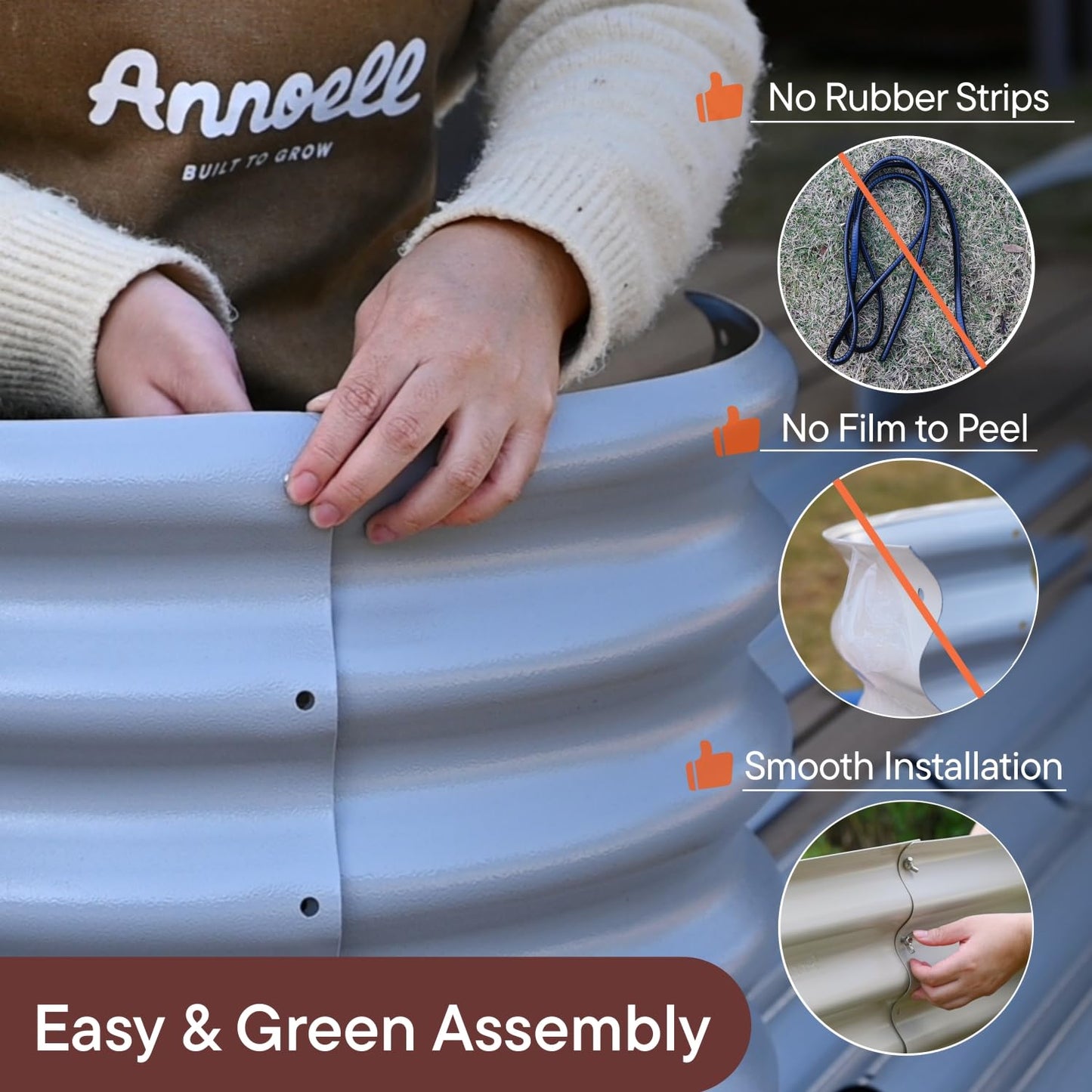 Annoell Galvanized Raised Garden Bed 6x4x1.5 ft, 18" Tall Modular Raised Flower Bed for Outdoor Plants Vegetable Herb Leafy Green, Metal Planter with Rust Resistant Coating - Moss Green