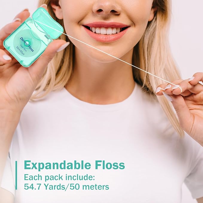 Mimorou 96 Pack Dental Floss Bulk Mint Flavored Floss 50m Each Travel Dental Oral Care for Teeth and Gum Protection(Mint Green)