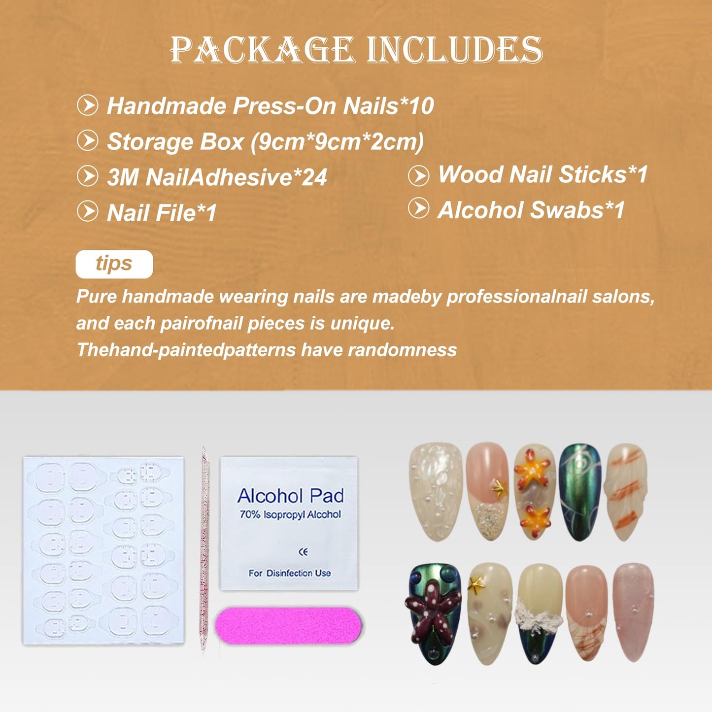 Handmade Press On Nails – Summer Medium Almond Pink Purple Gradient French Tip Fake Nails,with 3D Flower Rhinestones – Thick Acrylic & Multi-Layer Gel, Reusable Luxury False Nails（S)