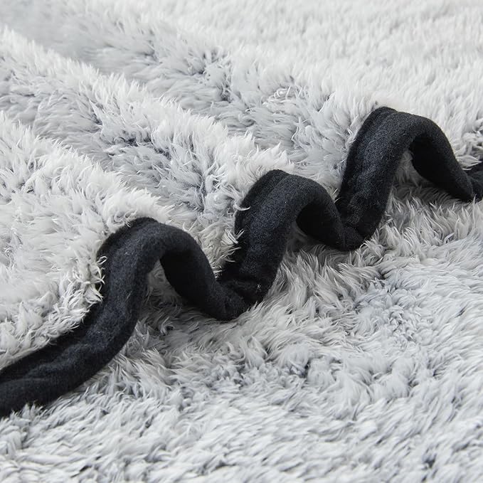 EMME Fuzzy Blanket Soft Fleece Throw Blankets for Women, Fluffy Sherpa Throws(Black,50"x60")
