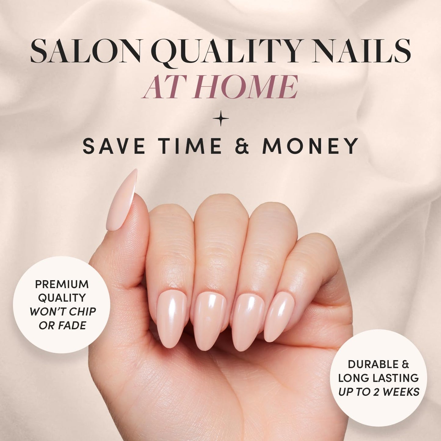 Glamnetic Press-On Nails Bundle - Los Angeles & Confetti | Blush Nude Pink Short Almond Nails in Glazed Finish | Glossy Short Almond Pastel French Tip Nails | Reusable, Salon-Quality Nail Kits