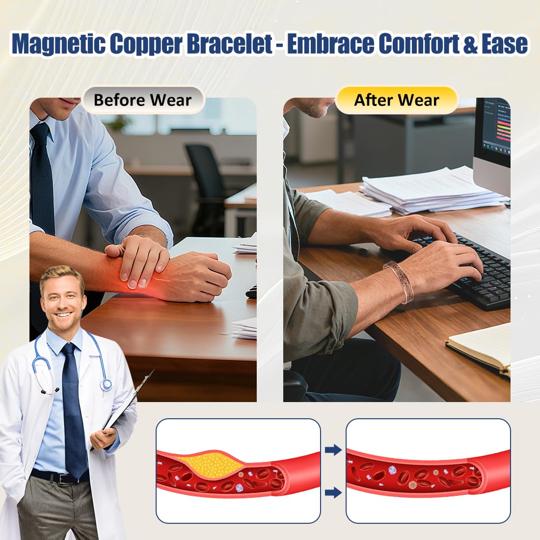 Vicmag Copper Bracelet for Men 9X Strength Magnetic Bracelet Men 99% Pure Copper with 5000 Gauss Magnets, Present Box Adjustable(Celtic Knot 2)