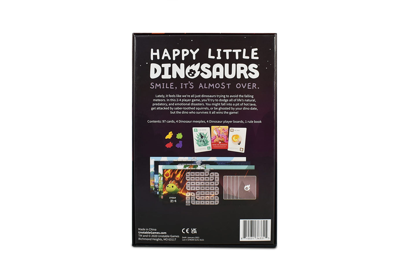 Unstable Games - Happy Little Dinosaurs Base Game - Competitive Sabotage Funny Family Card Game For Kids, Teens, Adults - 2-4 Players