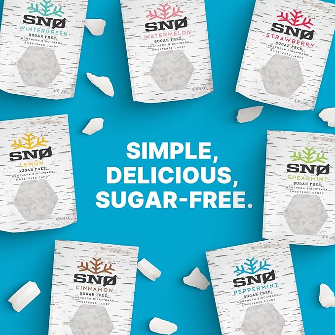 Peppermint KETO Xylitol Candy Chips (3-Pack) - SNØ 1.5oz Tin - Sugar-Free Candy With Only 2 Ingredients | Low Carbs, Diabetic-Friendly, Non-GMO, Vegan, GF & Kosher | Purest candy in the world!