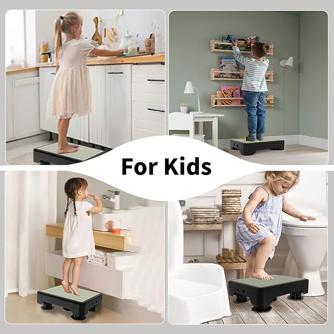 Adjustable Step Stool for Adults, Noctilucent Bed Step Stools, 600 LBS Capacity Non-Slip Safety Step Platform Indoor and Outdoor for Seniors and Kids, Wide Step Stools Elderly Assistance at Night