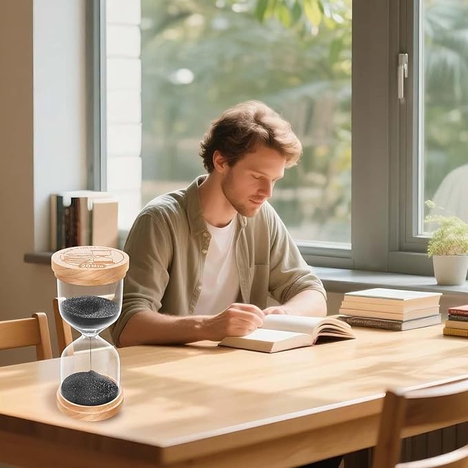 2 Minute Sand Timer, Wooden Hourglass Sand Clock, Small Wood Black 2 Min Hour Glass, Two Minutes Sandglass for Brushing Teeth, Reloj De Arena, Classroom, Game, Kitchen, Home, Office