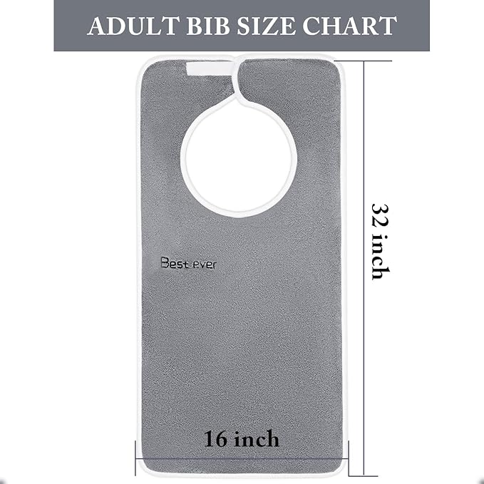 3 Pack Adult Bibs, Microfiber Super Soft Eating Cloth for Adults, Disabled, Adjustable, Dining Clothing Protector