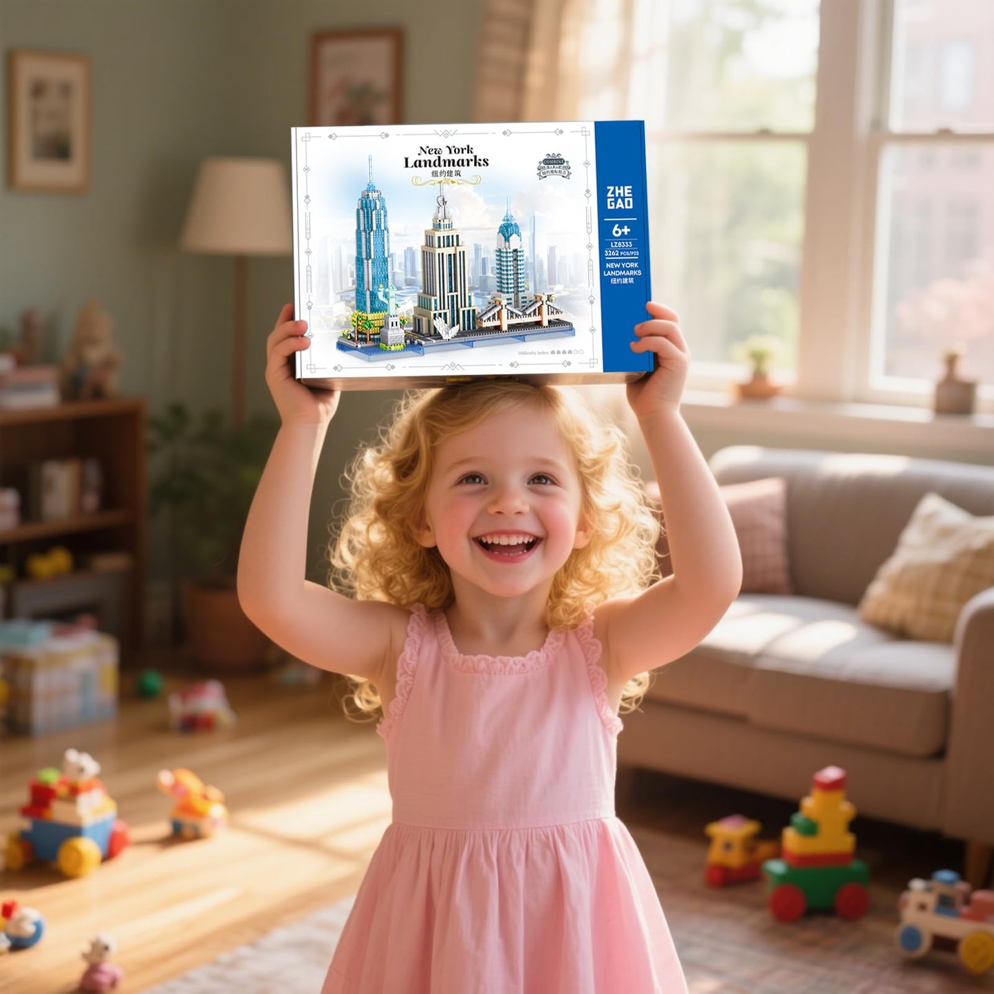 APENGBAOL New York Skyline Micro Mini Blocks Building Set, The Statue of Liberty,Empire State Architecture Building, Brooklyn Bridge, Gift for Kids and Adults (3262 Pieces)