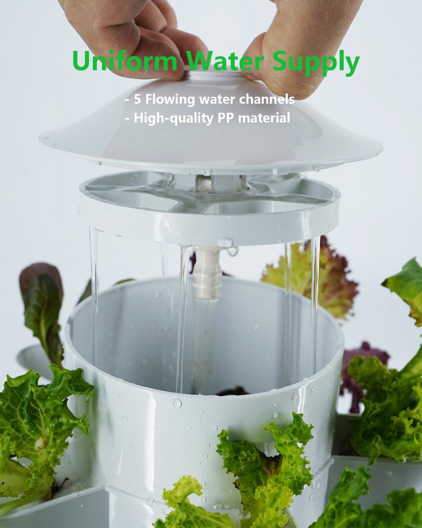 DPROOTS Hydroponic Tower Growing System Kits，30 Pods Vertical Indoor Garden，360° Full-Spectrum Lighs, Automatic Water Circulation System，Suitable for Leafy Greens and Herbs