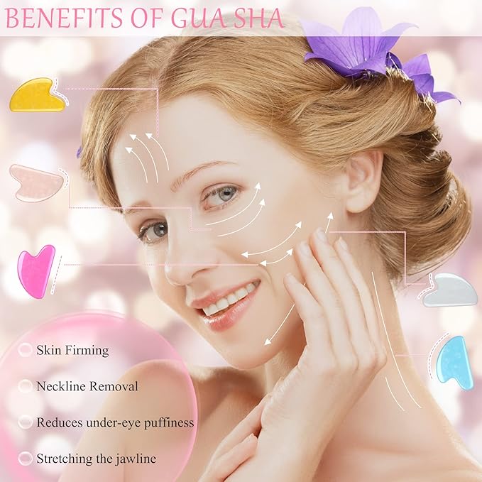 12 Pack Gua Sha Massage Tool Guasha Board Heart Shaped Gua Sha Facial Tools for Women Skin Care Face Body Relieve Muscle Tensions Reduce Puffiness, 12 Colors