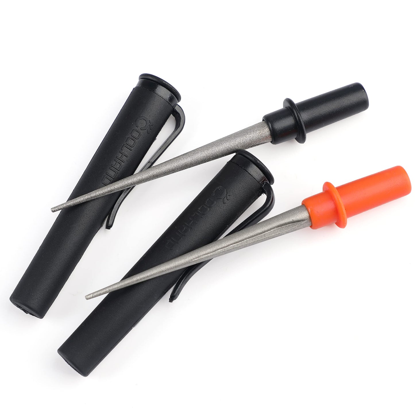 Cool Hand 4.5" Tapered Diamond Knife Sharpener Rod with Fish Hook, Gut Hook and Needle Sharpener, Grit 320/600, 2 Packs with Fine and Coarse grits, Easy to Carry, Serrated knife sharpener