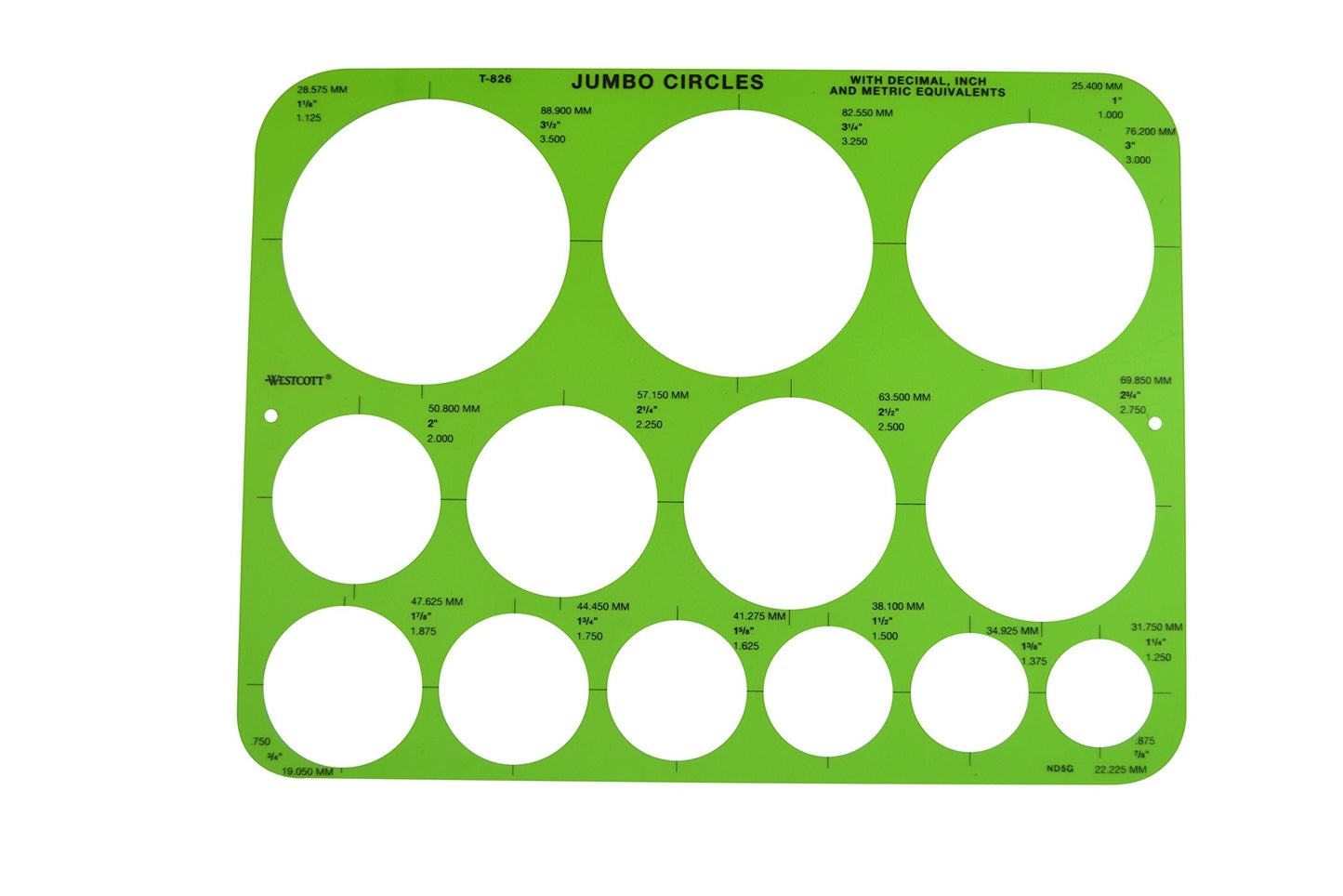Westcott T-826 Jumbo Circles Template, Plastic Shape Template Tool, 8.75 by 11.5 in