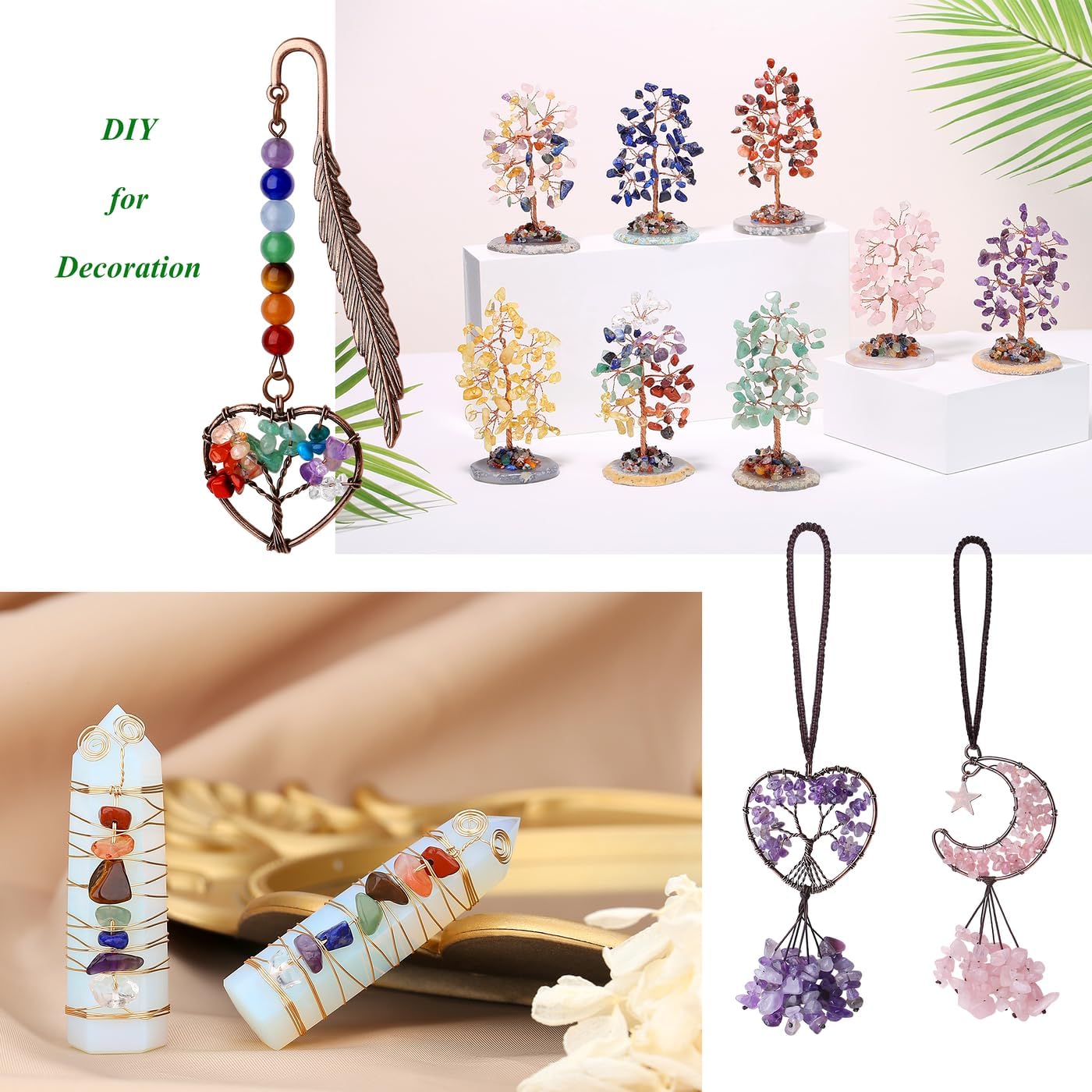 XIANNVXI Multicolor Crystal Beads Natural Chip Stone Beads 400Pcs Crystal Bead 5-8mm Irregular Healing Crystal Loose Rocks for DIY Jewelry Making