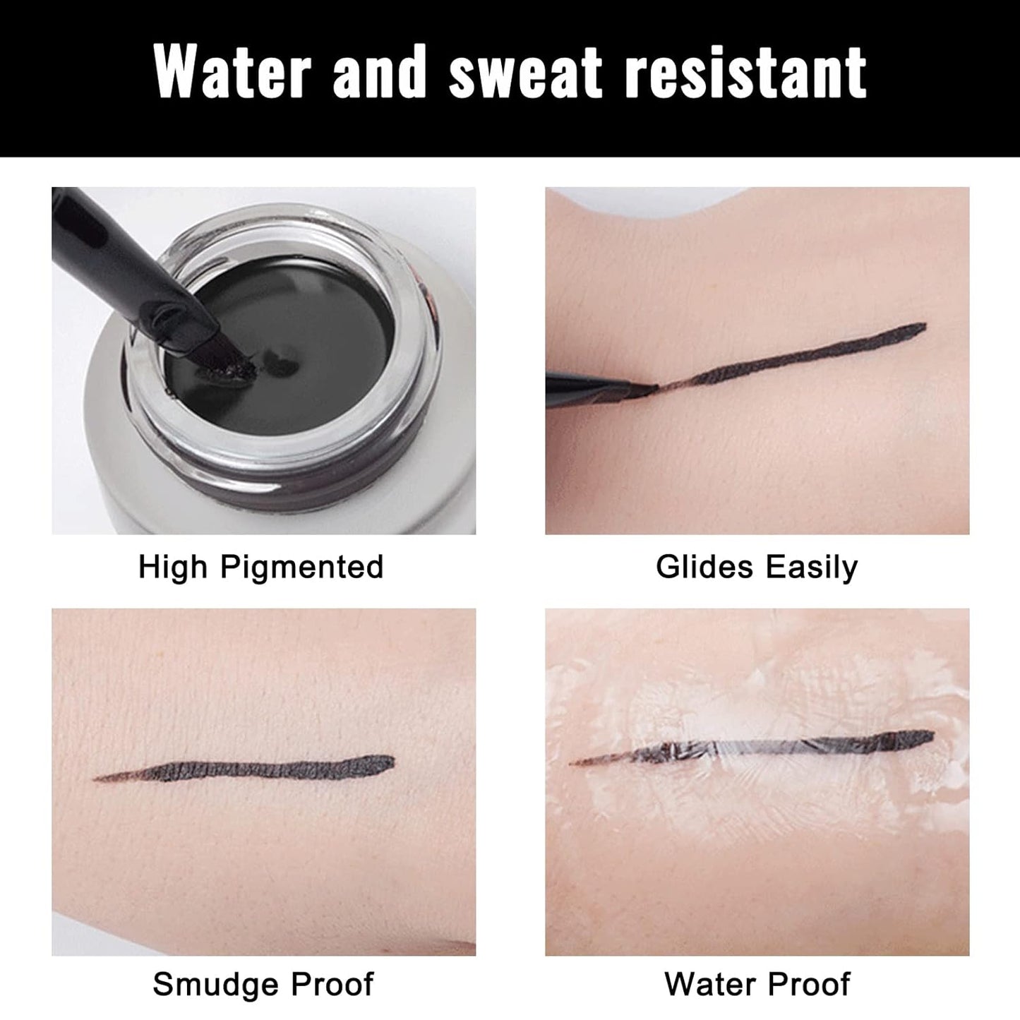 Erinde Purple Gel Eyeliner, Waterproof Cream Eyeliner Gel Pot, High-Intensity Pigments Long Lasting Smudge-Proof Eye Liner Halloween Makeup, Waterline Matte Eye Liner with 2PCS Brushes, 11 Taro Purple