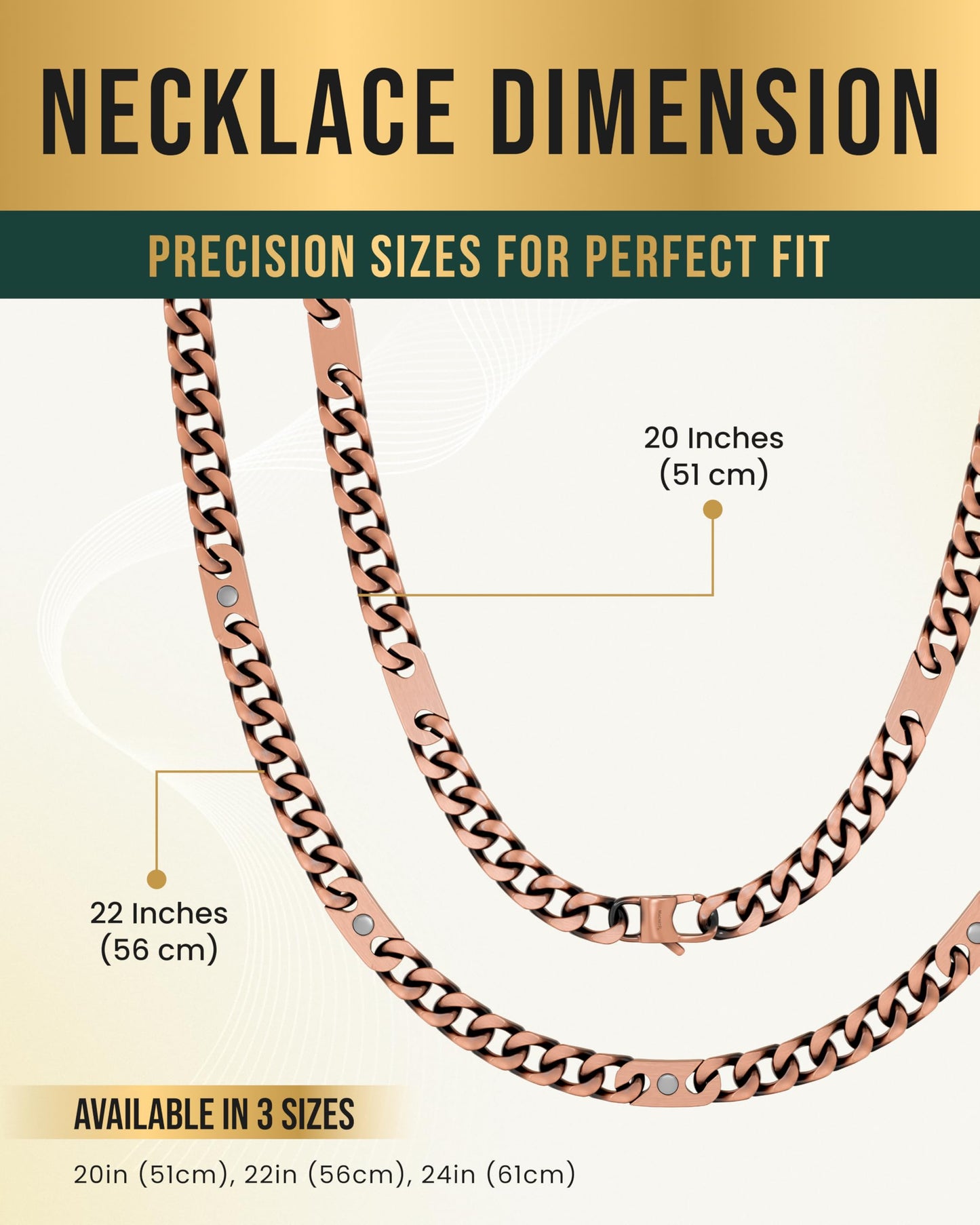 MagnetRX Copper Magnetic Necklace - Effective Necklace for Men and Women - 99.9% Pure Copper Chain with Magnets (20.0 Inches)
