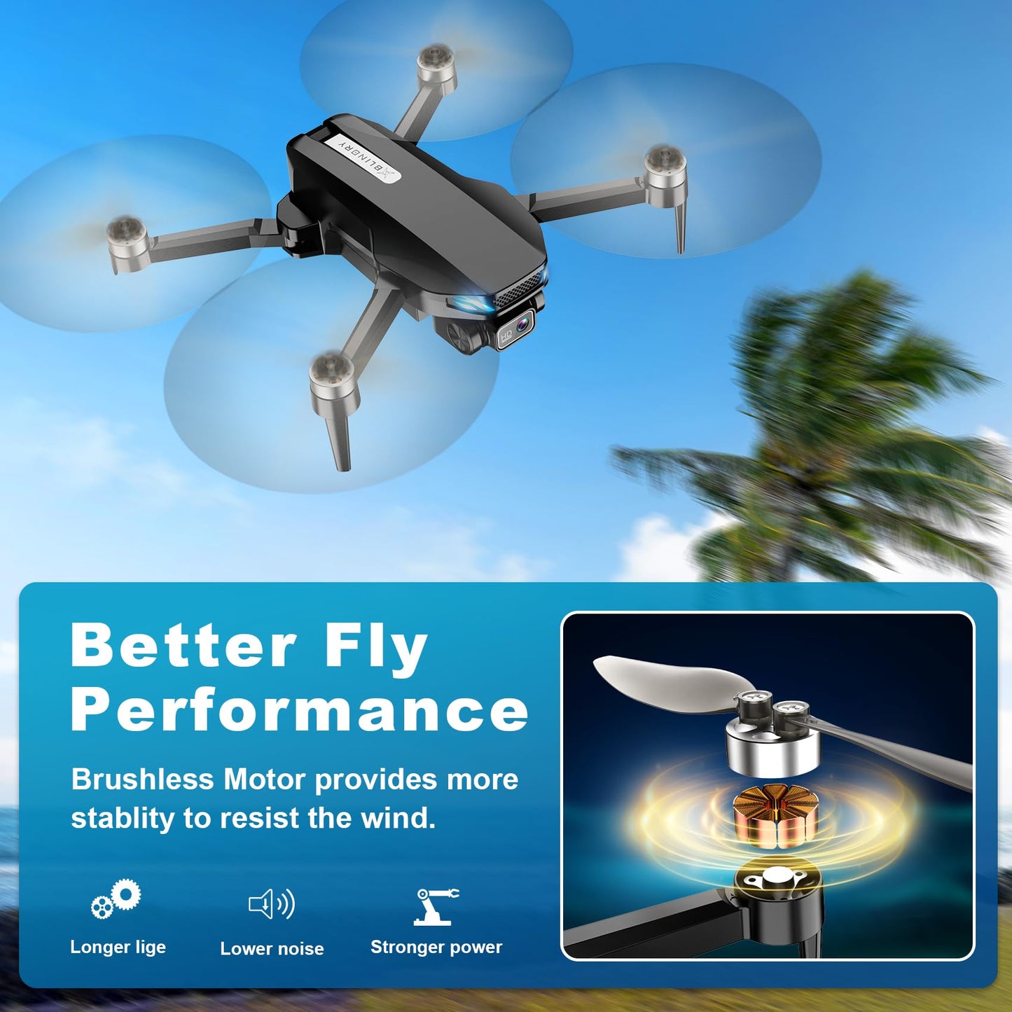 GPS Drone with Camera for Adults, 2K HD FPV Drone with Auto Return, Follow Me, Circle Fly, Waypoint Fly, Stable Hover, Brushless Motor, Foldable 5G Transmission Remote Control Quadcopter, Black