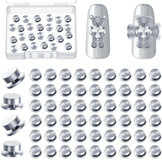 Leelosp 60 Pieces Spinning Nail Charms Bulk Nail Art Rotating Charm Bearing Tool Rings Jewelry Rotating Tools 3D for Women Girls Crafting Jewelry Accessories(silver, 0.16 x 0.2 x 0.1 Inches)